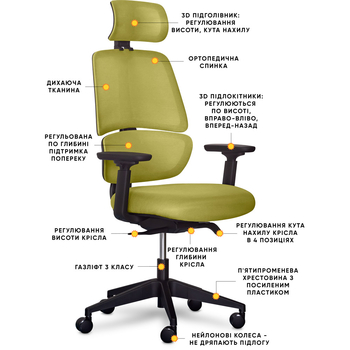 Крісло Mealux Leo Air Plus Green (арт.Y-546 KZ) - Pampik - 2