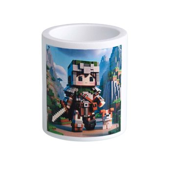 Стакан-органайзер Cute МАЛЮНОК бiлий Стандарт Minecraft Захисниця - Pampik