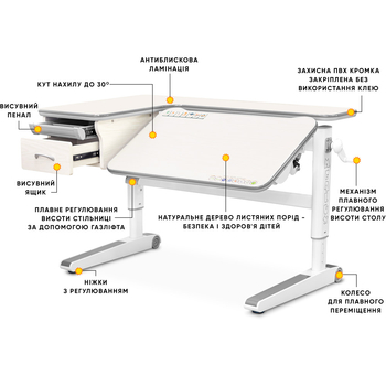 Дитячий стіл Mealux Woodville Multicolor TG (арт. BD-850 TG/MC) - Pampik - 2