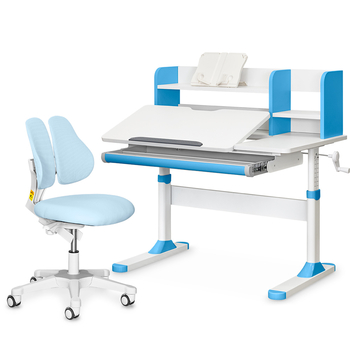 Комплект парта Evo-Kids TH-330 Blue + крісло Evo-kids Mio Lite KBL (арт.TH-330 W/BL + Y-208 KBL) - Pampik