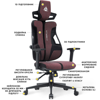 Геймерське крісло Cyberlux V8 Fabric Red (арт. GM-V8 FR) - Pampik - 3