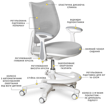 Детское кресло Mealux Y-312 Grey (арт.Y-312 G) - Pampik - 2