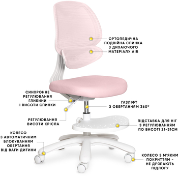 Дитяче крісло Evo-Kids Sirius Air Pink (арт.Y-605 KP) - Pampik - 2