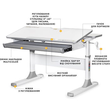Дитячий стіл Mealux Edmonton Multicolor G Lite (арт. BD-610 W/MC + G Lite) - Pampik - 2