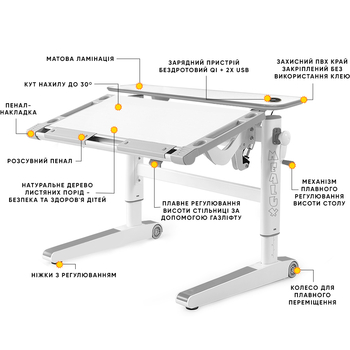 Детский стол Mealux Ergowood M Multicolor W Energy (арт.BD-800 W/MC Energy) - Pampik - 2