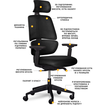 Крісло Mealux Leo Air Plus Black (арт.Y-546 KB) - Pampik - 2