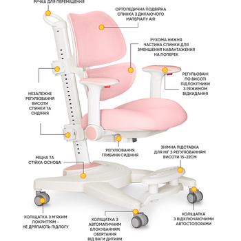 Детское кресло Mealux Space Air Pink (арт.Y-609 KP) - Pampik - 2