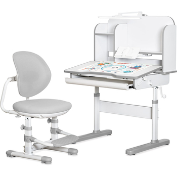 Комплект меблів (стіл + стільчик + полиця + лампа) Mealux Nemo Grey (арт. BD-38 G) - Pampik