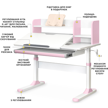 Дитячий стіл Evo-kids TH-330 Pink (арт. TH-330 W/PN) - Pampik - 2