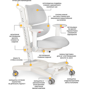 Детское кресло Mealux Space Air Grey (арт.Y-609G) - Pampik - 2