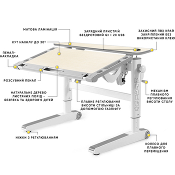 Дитячий стіл Mealux Ergowood L Multicolor TG Energy (арт. BD-810 TG/MC Energy) - Pampik - 2