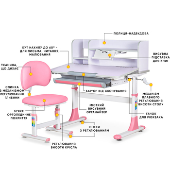 Комплект меблів Evo-kids (стіл+стілець+полиця) BD-21 PN - Pampik - 2