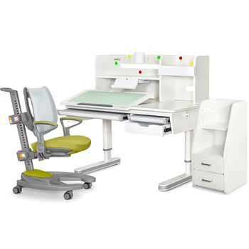 Комплект (L) Mealux Montreal 2 Green (парта+кресло+тумба) (арт. BD-670_2WG + Полка+Y-1030+C-12 GREEN) - Pampik - 2