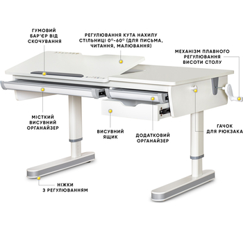 Дитячий стіл Mealux Montreal 2 WG Lite (арт.BD-670-2 WG Lite) - Pampik - 2