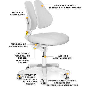 Дитяче крісло Evo-kids Mio Lite Grey (арт.Y-208 G) - Pampik - 2