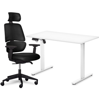 Комплект Mealux PowerDesk Lite Black + Leo Air Plus Black (арт. EVO-201 Lite W/W +Y 546 KB) - Pampik