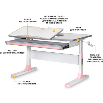 Дитячий стіл Mealux Vancouver Multicolor PN Lite (арт. BD-620 W/G MC + PN Lite) - Pampik - 2
