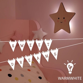 Нічник дерев'яний бездротовий Reer Зірка, натуральний (52177/33150) - Pampik - 4