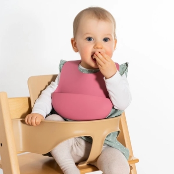 Нагрудник силиконовый Reer, розовый (25044/34729) - Pampik - 5