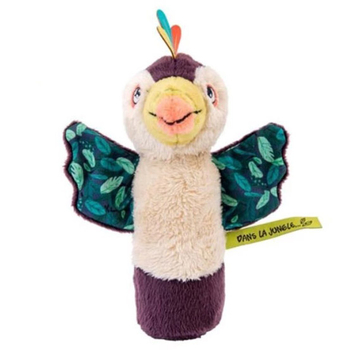 Погремушка мягкая-пищалка Moulin Roty Попугай, фиолетовый (668001/37500) - Pampik