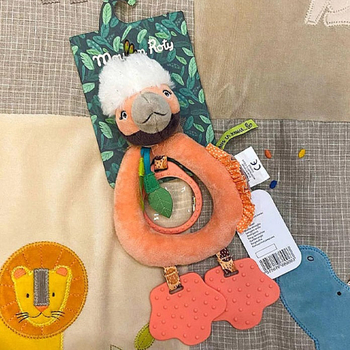 Погремушка мягкая-грызун Moulin Roty Птица, розовый (668006/37502) - Pampik - 2