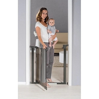 Безопасная ограда-барьер для дверей Reer + дополнительное крепление, серый (46031/23635) - Pampik - 4