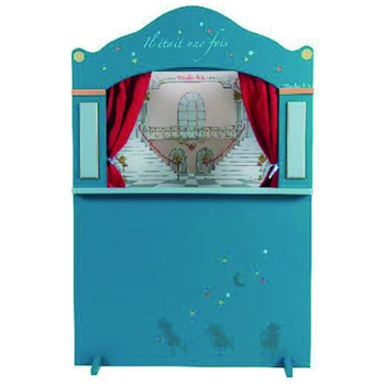 Игровой театр Moulin Roty, деревянный большой, 117х78х43 см, бирюзовый (32588) - Pampik