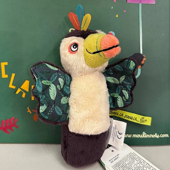 Погремушка мягкая-пищалка Moulin Roty Попугай, фиолетовый (668001/37500) - Pampik - 3