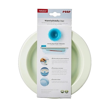 Тарілка глибока пластмасова Reer з нековзним дном і водяним підігрівом, діаметр 21 см, біло-блакитний (74168/24763) - Pampik - 5