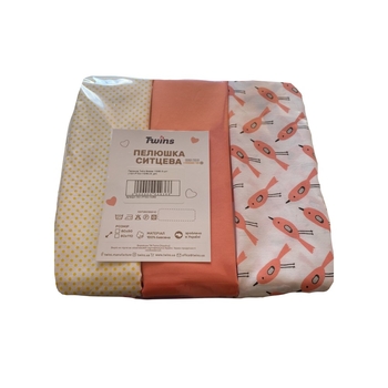 Пелюшка Twins Girl, ситцева, 110х80 см, 3 шт., в асортименті (1531-PTS3-110/80-26) - Pampik - 3