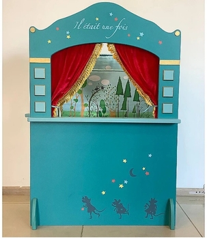 Игровой театр Moulin Roty, деревянный большой, 117х78х43 см, бирюзовый (32588) - Pampik - 3