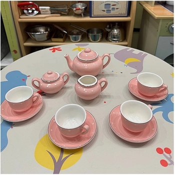 Игровой набор керамической посуды Moulin Roty, розовый (711350/18479) - Pampik - 7