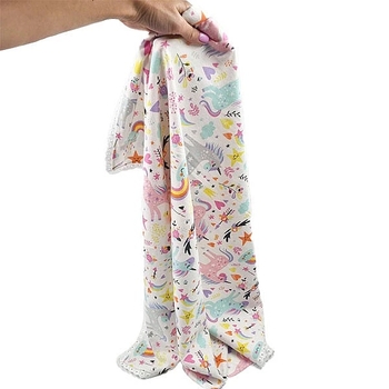 Пелюшка фланелева NL Baby Єдиноріг, 80х80 см, біло-рожевий (34662) - Pampik - 7