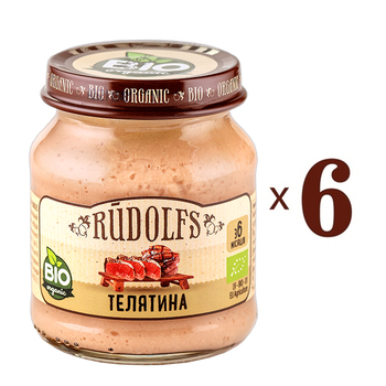 Набір пюре Rudolfs Телятина, 720 г (6 уп. по 120 г) - Pampik