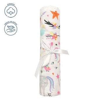 Пелюшка фланелева NL Baby Єдиноріг, 80х80 см, біло-рожевий (34662) - Pampik - 2