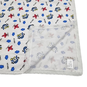 Пелюшка фланелева NL Baby Літак, 90х90 см, біло-синій (36169) - Pampik - 5