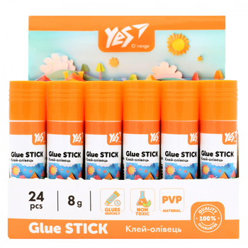 Клей-олівець Yes Orange Line PVP, 8 г (320295) - Pampik - 2