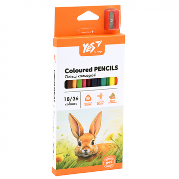 Карандаши цветные Yes Orange Line с точилкой, 18 шт., 36 цветов (290752) - Pampik