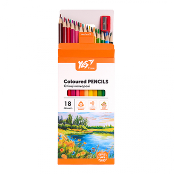 Карандаши цветные Yes Orange Line с точилкой, 18 цветов (290739) - Pampik - 4