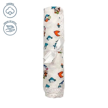 Пеленка фланелевая NL Baby Игрушки, 100х90 см, разноцветный (35134) - Pampik - 2