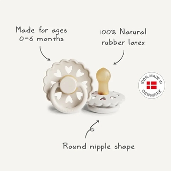 Пустышка латексная Frigg Fairytale X H.C. Andersen The Princess and the Pea, круглая, size 1, 0-6 мес., персиковый (000927) - Pampik - 3