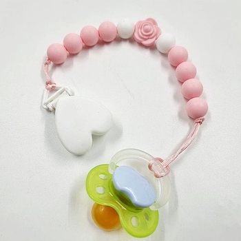 Держатель для пустышки NL Baby, силиконовый, розовый (0000/37360) - Pampik - 3