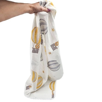 Пелюшка муслінова NL Baby Повітряна куля, 80х80 см, біло-жовтий (37076) - Pampik - 7
