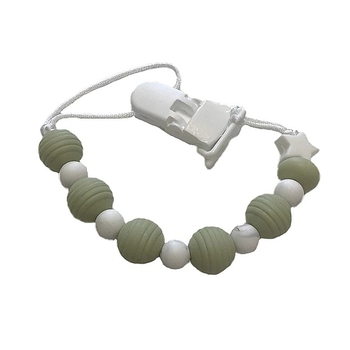 Тримач для пустушки NL Baby, силіконовий, хаки з білим (0000/37364) - Pampik - 2