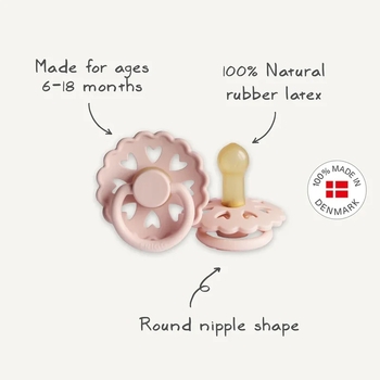 Пустушка латексна Frigg Fairytale X H.C. Andersen The Princess and the Pea, кругла, size 2, 6-18 міс., персиковий (000928) - Pampik - 3