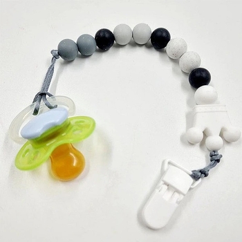 Тримач для пустушки NL Baby, силіконовий, біло-сірий (0000/37848) - Pampik - 3