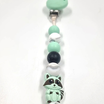 Держатель для пустышки NL Baby, силиконовый, мятный с серым (0000/37855) - Pampik - 3