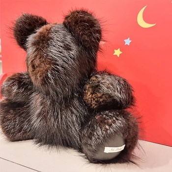 Мягкая игрушка NL Baby Медведь, 29 см, мех енота, черный (26518) - Pampik - 2