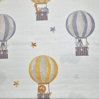 Пелюшка муслінова NL Baby Повітряна куля, 80х80 см, біло-жовтий (37076) - Pampik - 4