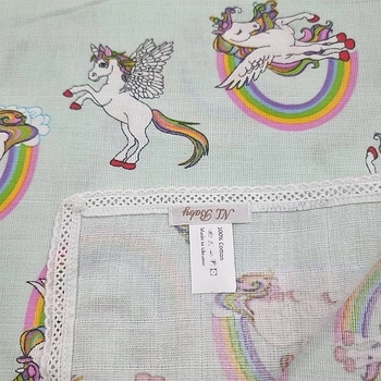 Пеленка муслиновая NL Baby Единорог, 80х80 см, салатовый (31793) - Pampik - 6